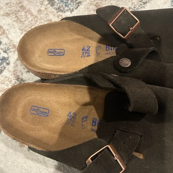 Birkenstock Boston Soft Footbed Mocha Brown Suede Clogs Women 11 Men 9 Comfort